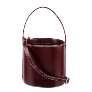 STAUD Burgundy Leather Bucket Bag